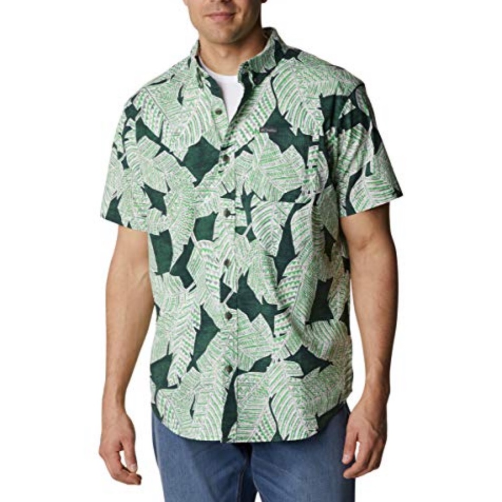 Columbia Men's Rapid Rivers Printed Short Sleeve Size XL/L New olive Its Bananas